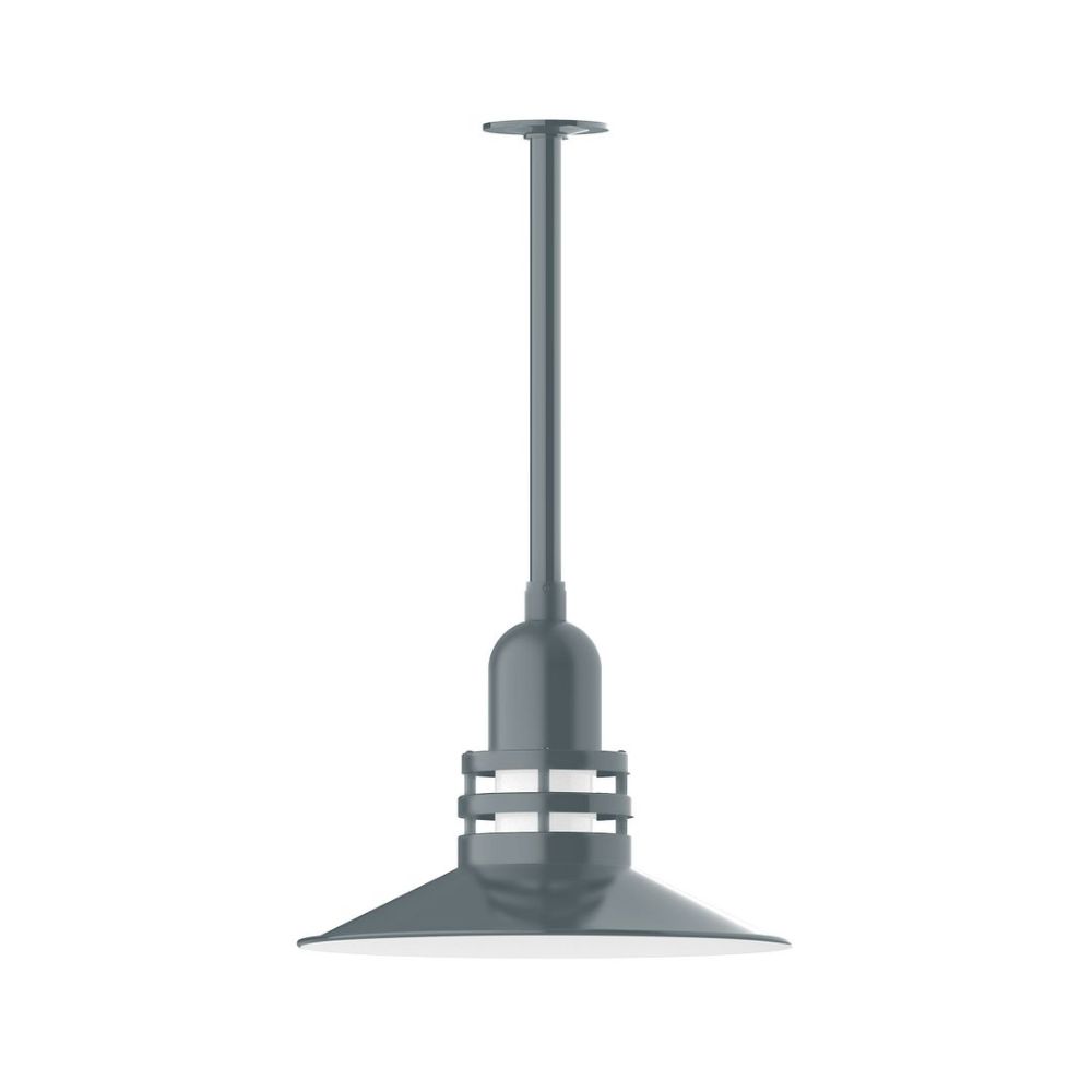 Montclair Lightworks STB149-40-G07 16" Atomic shade, stem mount pendant with canopy, Frosted Glass, Slate Gray